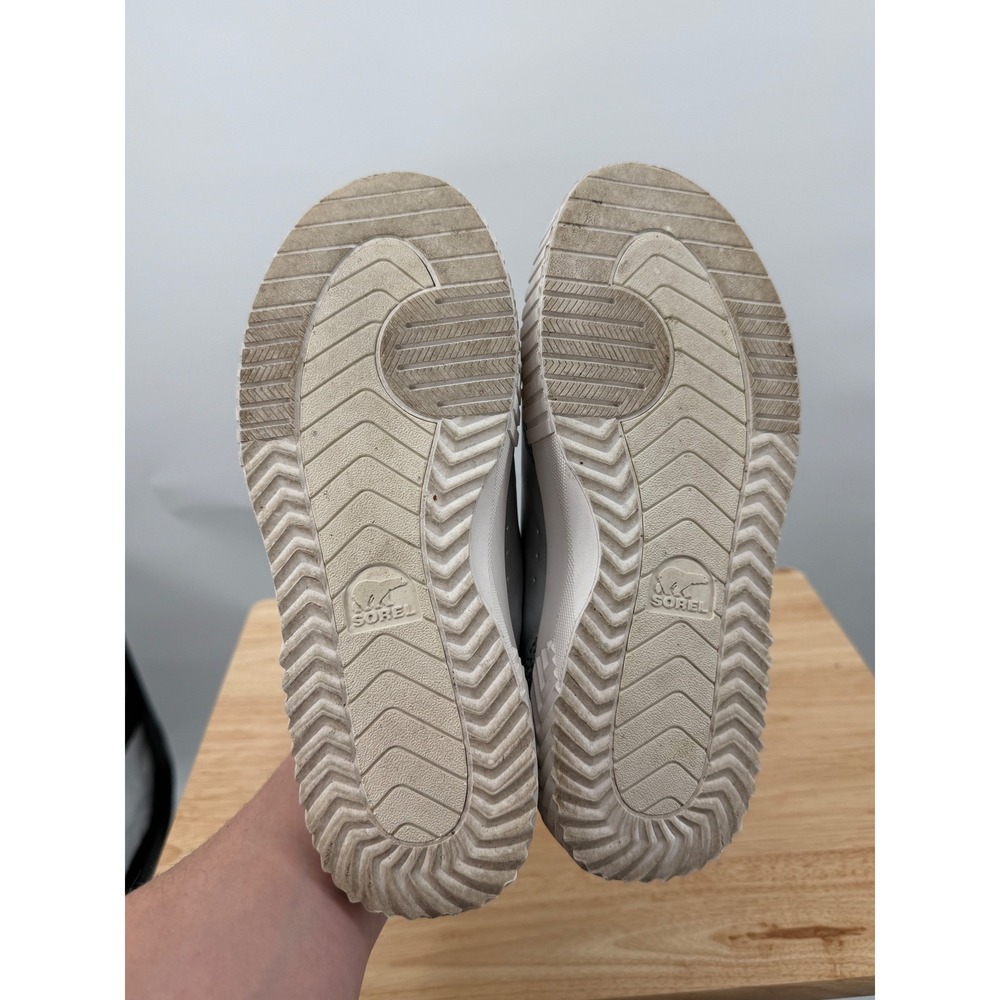 Sorel Womens ONA Ave Low Waterproof Leather Platform Sneaker Silver Sea Salt Sz8 - Picture 7 of 10